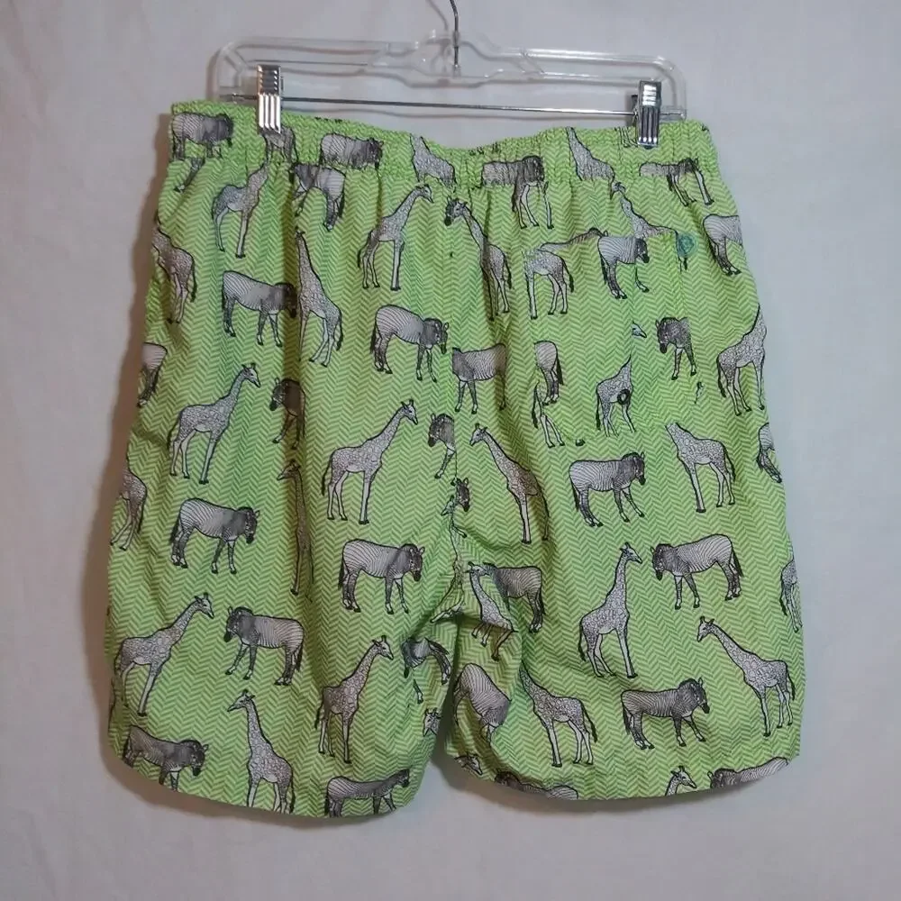 MR. SWIM Green Herringbone Animal Swim Trunks Size XL